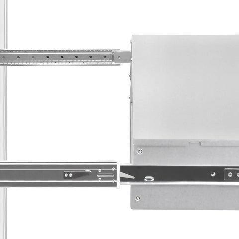 Tool-Free Ball Bearing Sliding Rail Kit for Rackmount Chassis, 430mm Wide Support, 100 Lb Capacity, TAA Compliant, front view