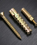 Beefy Hollow Wall Anchors With Screws Kit For Stripped Holes And Loose Hinges showing metal fasteners on black surface