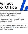 Smart Tank 7602 Wireless All In One Ink Tank Printer With Scanner And Copier, Cartridge Free Refillable, 2 Years Of Ink Included, AI Enabled, Great Pick For Home Office And Busy Printing, office benefits overview.