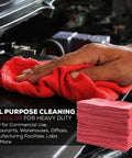 Industrial Grade Cotton Shop Towels 12x14 Inches, 500 Pack Red Reusable Cleaning Rags cleaning engine
