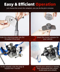 Pro Grade 24 Piece Disc Brake Caliper Wind Back Tool Set With Piston Backer And Left And Right Thrust Bolts, 18 Adapters for Modern Cars And Trucks instruction guide shown.