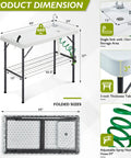 Folding Fish Cleaning Table With Portable Sink, Faucet, Drainage Hose And Sprayer, camping fillet station dimensions view.