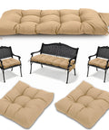 3 Piece Outdoor Wicker Chair Cushions Set For Patio Loveseat And Chaise 47x19x4 Inch Waterproof Cushions With 2 19x19x4 Inch Chair Cushions Khaki