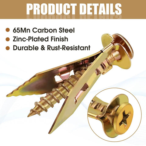 Self Drilling Drywall Anchors With Screws Kit For Drywall And Sheetrock Heavy Duty Metal Expansion Wall Anchors With Zinc Plating