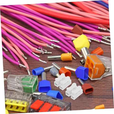 55 Piece Spring Clamp Terminal Blocks And Wire Connectors Kit for LED lighting wiring shown with multicolored connectors.