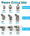 110 Piece Metric Grease Fittings Kit M6 M8 M10 Straight and 45 Degree 90 Degree Angled Zerk Fittings for Grease Guns
