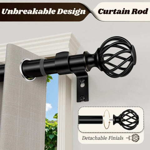 Matte Black Adjustable Curtain Rod 48 To 90 Inches Heavy Duty 1 Inch Drapery Rod For Living Room Bedroom Kitchen Built To Last
