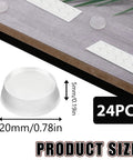 24 Pack Clear Self Adhesive Rubber Feet For Glass Tables And Drawers Rock Solid Anti Slip Bumpers, 20mm by 5mm silicone pads.