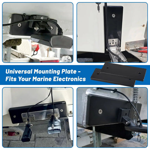 Dope Transducer Mounting Plate With Screws For Boats UV Resistant Marine Grade Transom Pad For Fish Finder And Sonar White HDPE Board 12 Inch By 3.5 Inch By 0.75 Inch Heavy Duty Boat Hardware Kit With Easy Install mounted on boat transom
