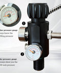Paintball fill station with M18x1.5 thread, dual pressure gauges, black body, chrome fittings, 20-inch high-pressure hose