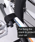 Suction Cup Car Roof Bike Rack With Quick Release close-up with crank protection strap on aluminum alloy bike frame.
