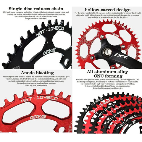 Round Chainring 104BCD Narrow Wide Teeth For 7 To 12 Speed Cranks Durable 7075 Aluminum Anodized Finish Improves Chain Retention