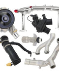 Heavy Duty Aluminum Cooling System Replacement Kit For Jaguar And Land Rover 2010 To 2020 3.0L 5.0L Engines parts displayed on a white background.