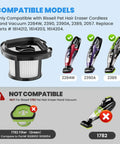 Diagram showing compatible vacuums for 4 Pack Vacuum Replacement Filter Set For Pet Hair Eraser Hand Vacuum 2284W 2390 2389 2390A No Tools