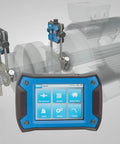 Wireless Laser Shaft Alignment System With Automatic Measurement For Safe No Sweat Alignment In Tight Spaces Starts At Any Angle And Finishes With A 90 Degree Sweep Ideal For Industrial Machinery And High Precision Maintenance showing ergonomic touchscreen and sensors.
