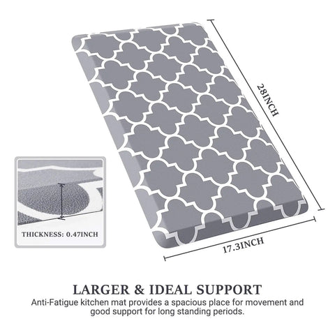 Anti Fatigue Kitchen Mat Cushioned Comfy Ergonomic Comfort Floor Mat Non Slip Waterproof For Kitchen Sink Laundry Home Office Grey 17.3 Inch By 28 Inch Great For Standing Tasks And Long Cooking Sessions with geometric pattern.