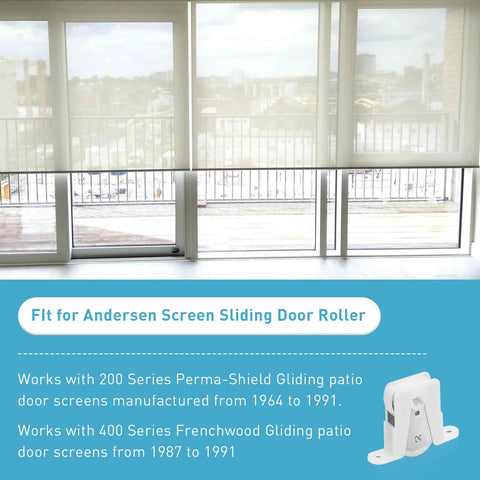 Sliding Screen Door Roller Replacement Kit For Older Andersen Systems Part 1274104 Before 1991 with view of installation instruction.