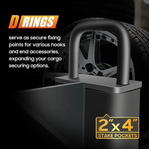 Stake Pocket Spare Tire Mount For Trailers Aftermarket Fits 4 To 8 Lug Trailer Wheels shown with 2x4 stake pocket fit