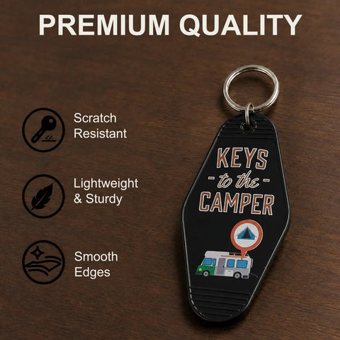Four Piece Vintage Keychain Set For Camper RVs Retro Black And White Fobs Lightweight Durable Plastic Key Tags For The Fam Organization And Everyday Use