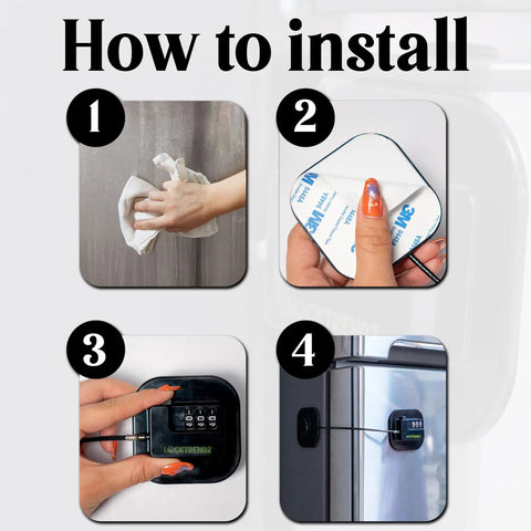 Step-by-step guide to install Heavy Duty Fridge Lock For Kids With Password, Stainless Steel Child Safety Lock on fridge