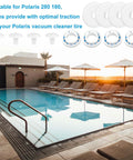 Pool Cleaner Rebuild Kit With 8 Wheel Bearings, 4 Screws, 4 Washers Replacement Parts For Polaris 280 And 180 image over poolside view