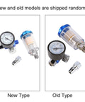 Side-by-side new and old Universal One Quarter Inch Air Regulator Kit With Gauge For Pneumatic Spray Guns models with components shown