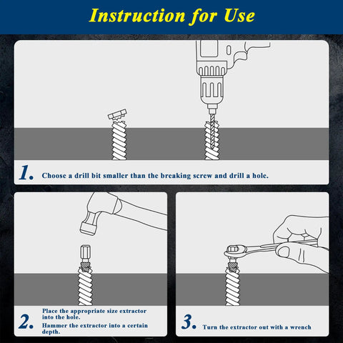 Instructions for using Pro Grade 25 Piece Heavy Duty Screw Extractor Set For Damaged Bolts Screws And Studs In Chromium Molybdenum Steel