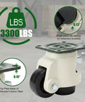 Heavy Duty Leveling Casters Set Of 4 With Ratchet Handle Industrial Casters For Workbench Support 3300 Pounds Load Steel core solid wheels with die-cast design.