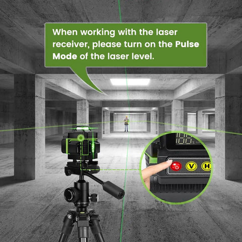 Green Beam Laser Detector For Line Lasers With Pulse Mode Digital Receiver For 50Hz To 275Hz Green Levels Three Sided LED Display Accurate To 1.5mm No Fuss Leveling And Precise Positioning On Any Job Site