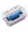 R2838 Vibration Motor 24V Lightweight High Speed Rotary Vibrating Motor in casing, 3D rendering, blue and white components