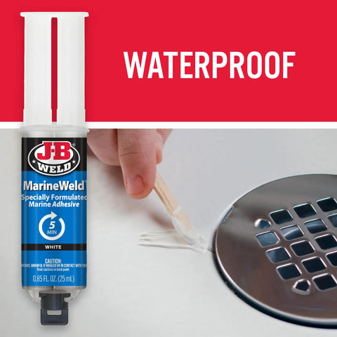 MarineWeld Syringe 25 Ml Dual Component Adhesive Sealant For Waterproof Bonds 1 To 1 Mix UV And Chemical Resistant next to a drain
