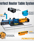 Built Like A Tank Benchtop Router Table With Steel Stand And Adjustable Fence Featuring Roomy Mdf Top For Precise Joinery Cuts Plus Integrated Dust Port And Full Accessory Kit showing dust port and accessories.