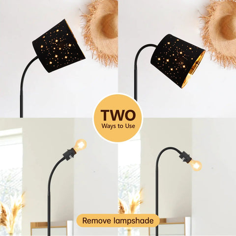 LED Floor Lamp With Linen Shade Tall 67 Inch Standing Lamp Adjustable Gooseneck Modern Reading Light Two Styles