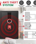 Diagram of 5.5 Cubic Feet Biometric Fireproof Safe For Home With Keypad And Dual Alarms Beefy Waterproof Heavy Duty Safe Box