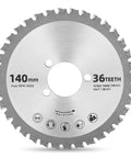 NEWTRY Replacement Saw Blades For Electric Rebar Cutter 140mm Diameter 34Mm Arbor Hole With 36 Teeth Ceramic alloy blade showing sharp teeth and specs.
