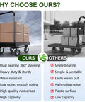 Heavy Duty 10 Inch Pneumatic Caster Wheels Set Of 4 With 2 Swivel And 2 Rigid Hubs on a utility cart with boxes.