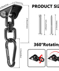 Beefy 360 Degree Swivel Hammock Hanging Kit With Ceiling Mount Hardware 1000 Lbs Capacity Stainless Steel Carabiner Included
