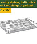 Hella Sturdy Boss Level Heavy Duty 18 By 36 By 74 Inch Chrome Wire Utility Rack With 25 Clear Slanted Storage Bins For Garage Workshop Tool Organization And Workspace Setup five sturdy shelves