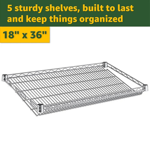 Hella Sturdy Boss Level Heavy Duty 18 By 36 By 74 Inch Chrome Wire Utility Rack With 25 Clear Slanted Storage Bins For Garage Workshop Tool Organization And Workspace Setup five sturdy shelves