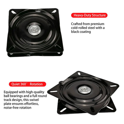 12 Inch Bar Stool Swivel Plate Replacement 360 Degree Turntable Base With Ball Bearing Swivel For Swivel Chairs And Bar Stools Rotating Brackets And More Heavy Duty Rust Resistant Smooth Rotation, black steel plate