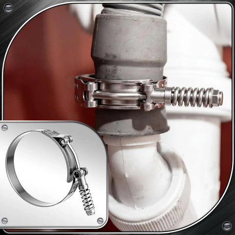Must Have 24 Pack T Bolt Hose Clamp Set With Reinforcement Spring Stainless Steel Constant Tension on hose connection
