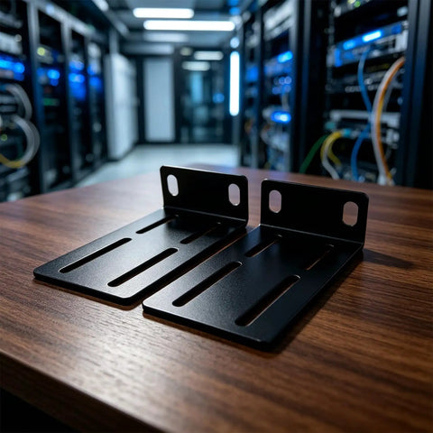 Rock Solid 1U Adjustable Rack Mount Pair For 19 Inch Server Cabinets Heavy Duty Steel Brackets with slotted ears