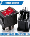 5 Pack Mini Lighted Rocker Switches 110V 120V Illuminated Snap In DPST On Off Power Switches With 4 Pins Red LED Light For Household Appliances And Industrial Gear MXU1-4-201NR, red rocker switch
