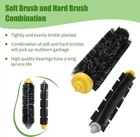 Replacement Accessories Kit For Roomba 500 And 600 Series Vacuum Cleaners with bristle and beater brushes details