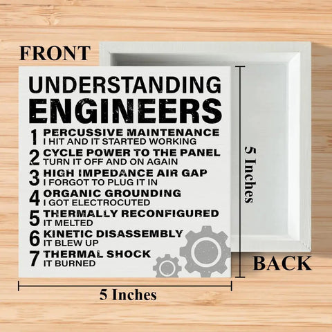 Funny Engineer Gift For Men Dope Desk Decor For Mentors, Coworkers, Dads, And Husbands At Home Office Wooden Sign 5x5 Inch Display