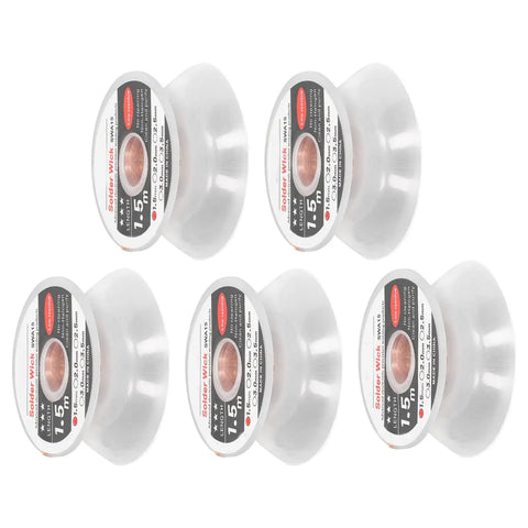 5Pcs Pro Grade Desoldering Braid Solder Wick Premium Red Copper For Electronics Repair PCB Motherboard Phone Board 1.5 Meter Each