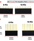 138 Piece 2.54mm Pin Header Kit With Male And Female Connectors, showing short and long needle female pin headers