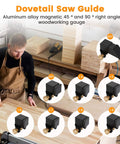 Pro Grade Dovetail Saw Guide Jig With Aluminum Alloy Magnetic Right Angle Six Dovetail Guides for woodworking on table