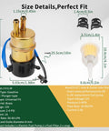 12V Electric Fuel Pump For Yamaha V Star 650 XVS650 XV1000 XVS1100 Virago XV535 size details with brass finish and accessories