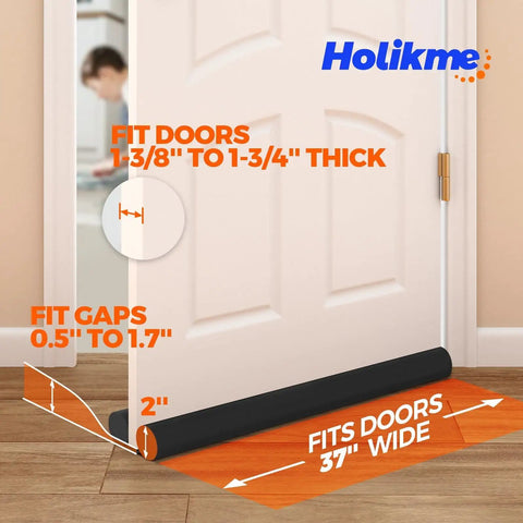 Heavy Duty Adjustable Door Draft Stopper And Weather Stripping Seal fits doors 1-3/8" to 1-3/4" thick, blocks drafts and pests.